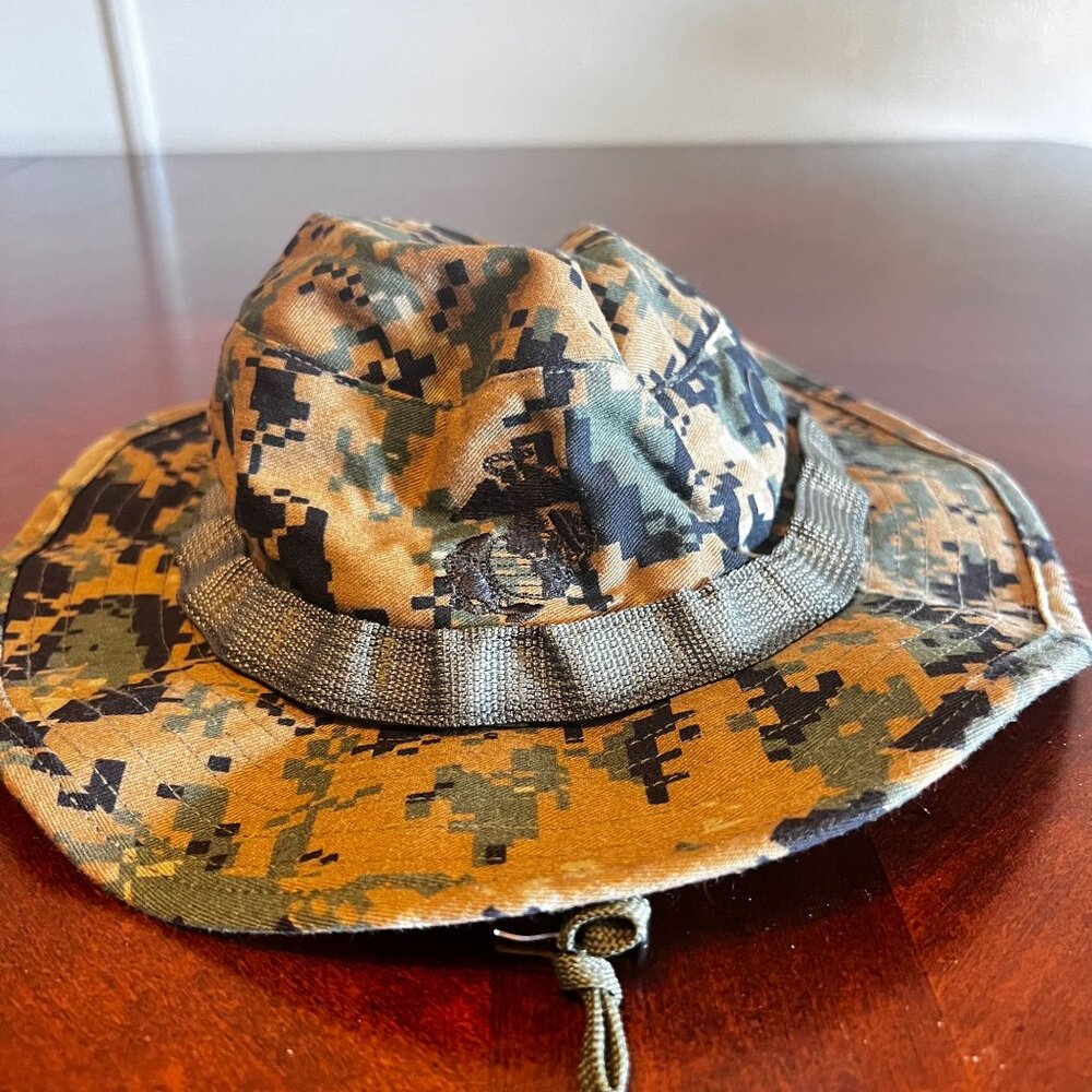 USMC Men Hat Medium Green Digital Camo Cover Field Marpat Woodland Boonie‎